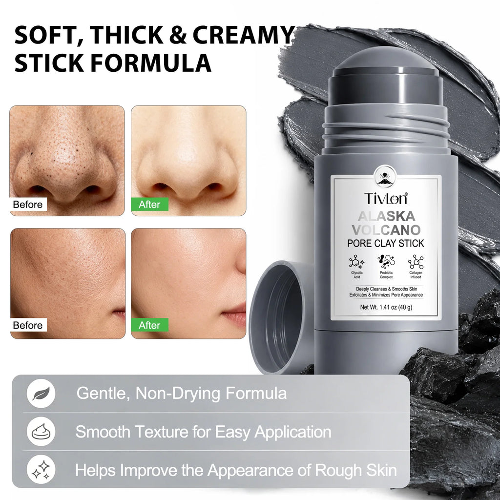 Private Label Wholesale Alaska Volcano Pore Clay Facial Mask OEM Deep Cleansing Korean Skincare Hydrating Mud Face Mask Stick